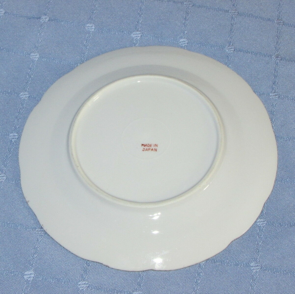 Pretty Vintage Cake Plate White Luster Pink Floral 7 1/8" Japan Opalescent - Picture 3 of 3